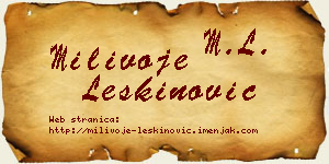Milivoje Leškinović vizit kartica